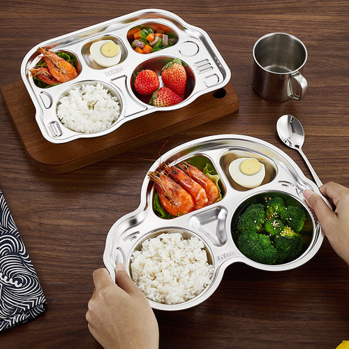 304不锈钢儿童餐盘卡通分格饭盘