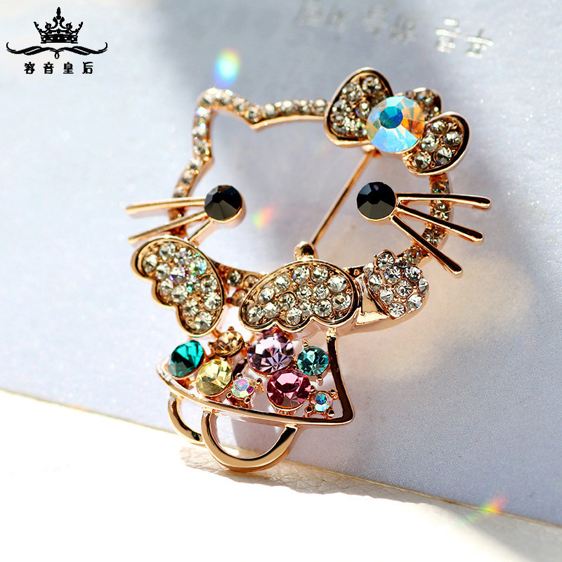 特价捡漏新款日韩满钻 可爱 hello kitty凯蒂猫胸针别针时尚胸花