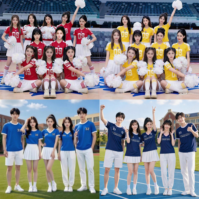 学生运动会开幕式入场团体啦啦操健美操表演服成人拉拉队演出服装