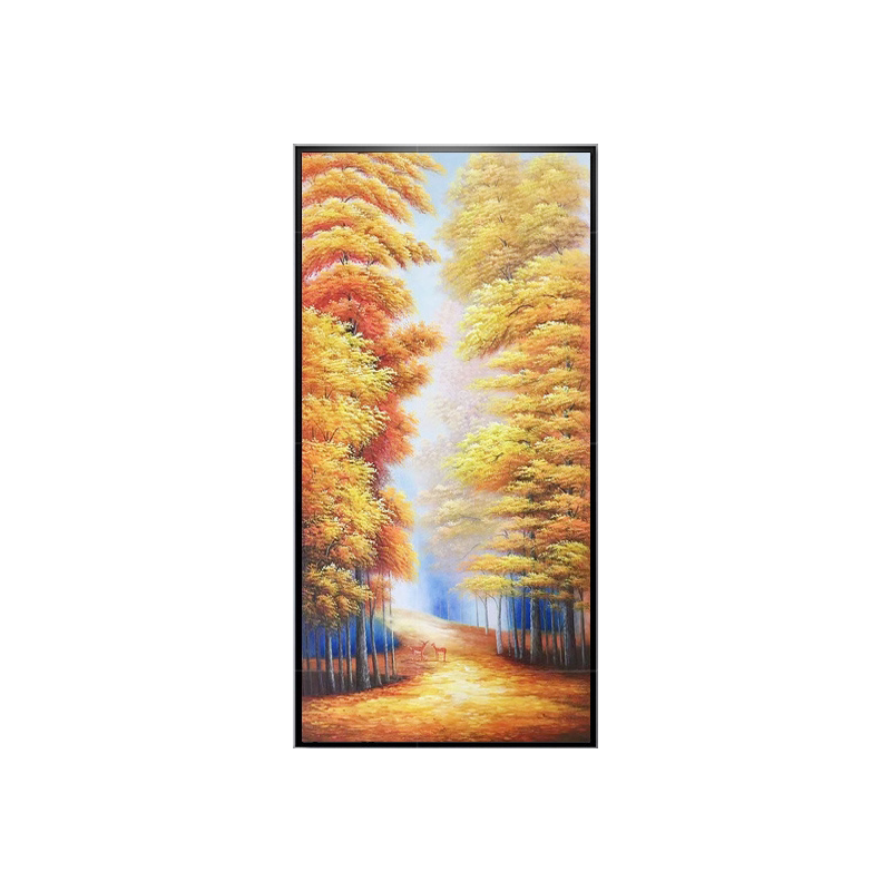 手绘油画山水风景黄金大道有框客厅画玄关过道走廊餐厅挂画壁画