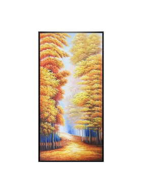手绘油画山水风景黄金大道有框客厅画玄关过道走廊餐厅挂画壁画