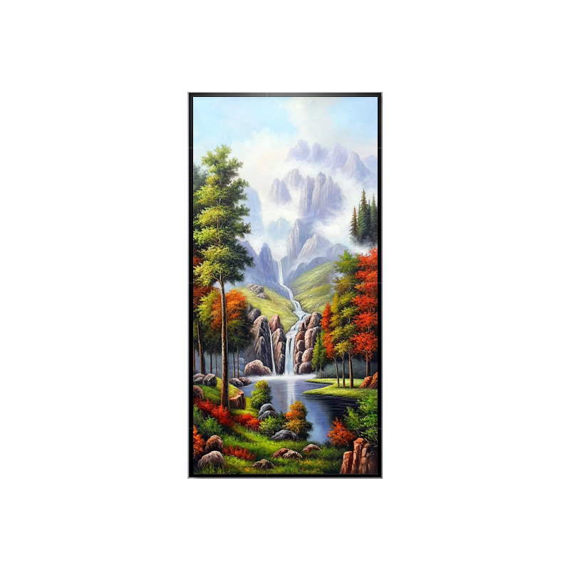 手绘油画山水风景聚宝盆有框客厅装饰画玄关过道走廊餐厅挂画壁画