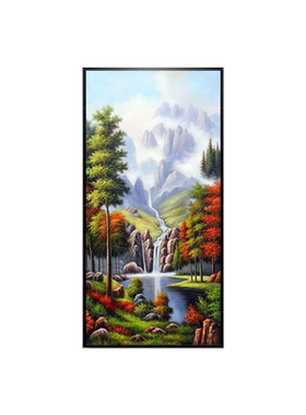 手绘油画山水风景聚宝盆有框客厅装饰画玄关过道走廊餐厅挂画壁画