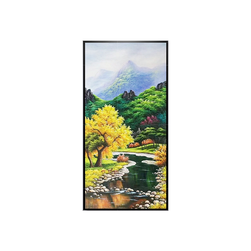 手绘油画山水风景有框画三只小鹿客厅装饰画玄关过道走廊挂画壁画