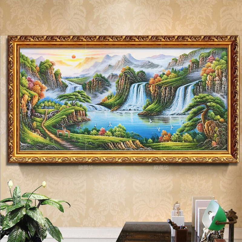 手绘山水风景油画靠山图客厅装饰画沙发背景墙挂画2026新款促销