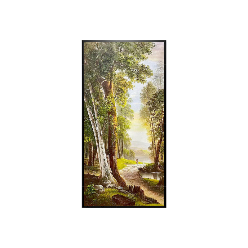 手绘油画山水风景简欧风格有框客厅画玄关过道走廊酒店挂画壁画
