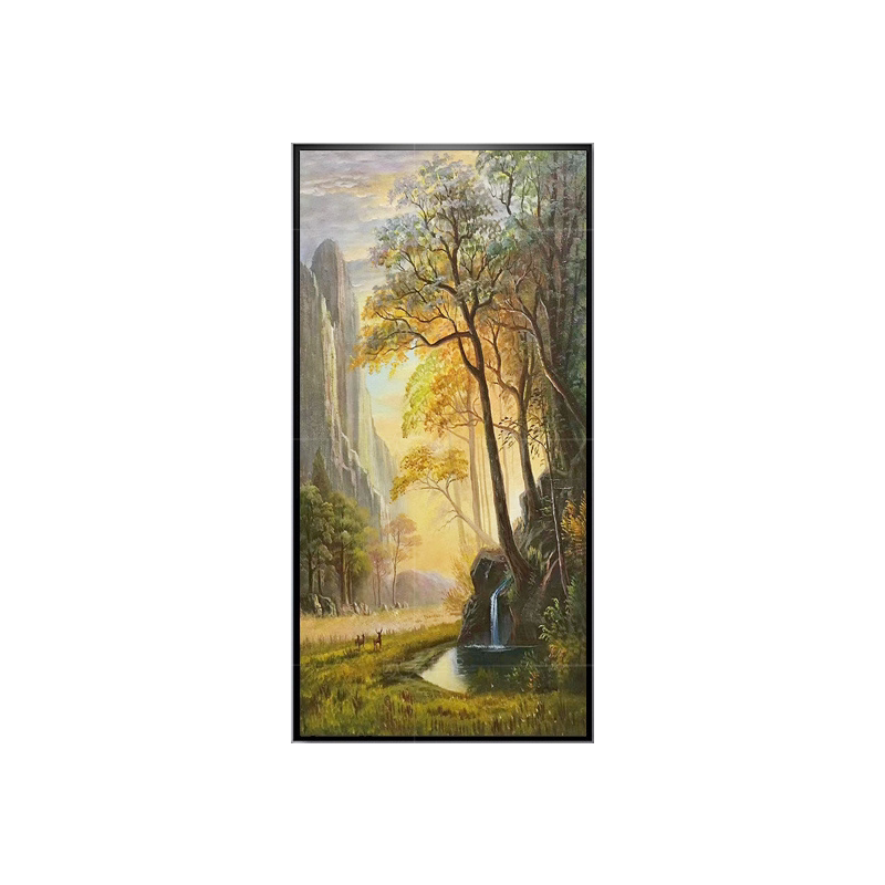 手绘油画山水风简欧有框客厅画玄关过道走廊餐厅挂画壁画