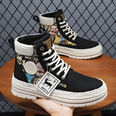 马丁靴男2025新款高帮男鞋秋季百搭工装靴男士厚底短靴潮流休闲鞋