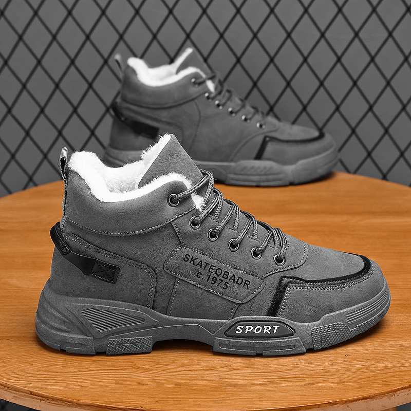 冬季男鞋2025新款雪地靴男士加绒保暖棉鞋青少年百搭休闲鞋登山靴