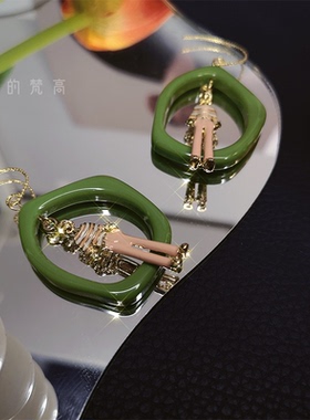 吃撑的梵高法式小众耳饰创意手