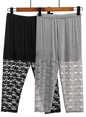 90-230斤7分裤大码胖mm夏季打底裤性感蕾丝半透防走光安全裤女