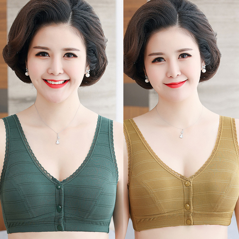 90-200斤 妈妈前扣文胸莫代尔棉无钢圈薄款透气大胸内衣宽松大码