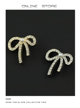 Manual◆ 蝴蝶结珍珠镶钻纽扣镂空法式西装扣子女外套毛衣装饰扣