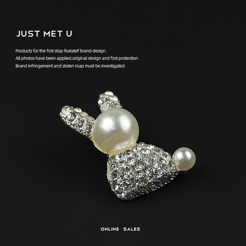 钻石小兔子金属纽扣珍珠装饰扣