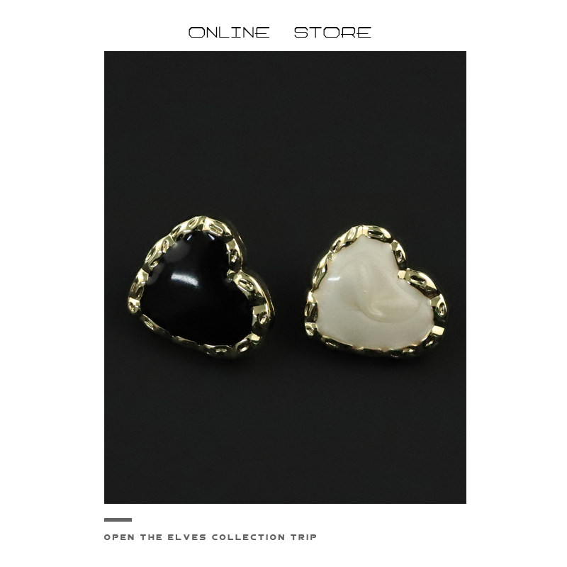 manual◆ 爱心形纽扣金属扣子黑白色衬衫外套毛衣扣女士装饰品扣