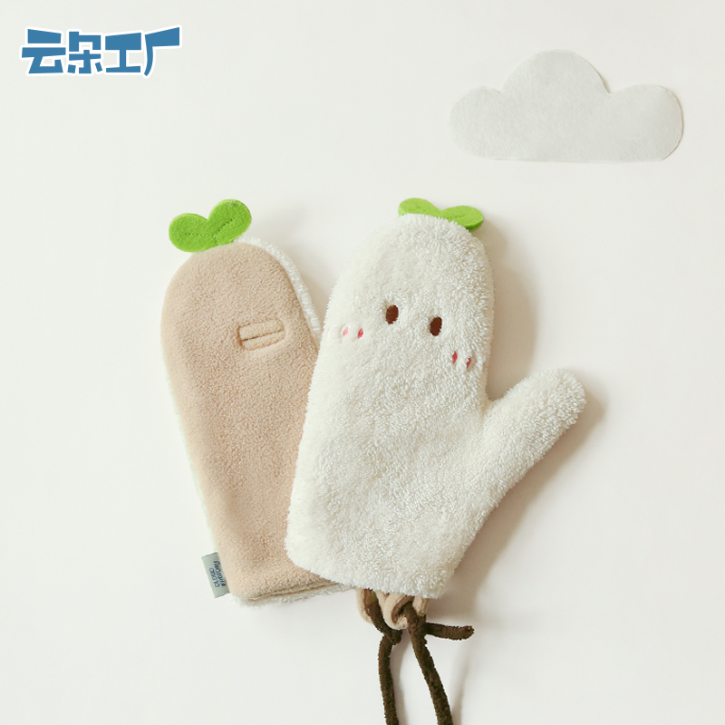 云朵工厂可爱露指棉手套女冬季加厚加绒连指挂脖手套