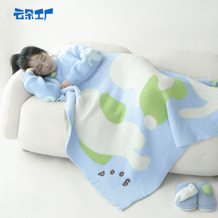 云朵工厂小猫睡觉盖毯可爱柔软半边绒办公披肩毯午睡沙发毯空调毯