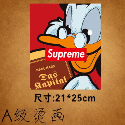 唐老鸭supreme柯式烫画图案布贴