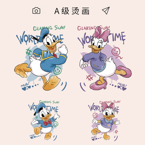 卡通情侣唐老鸭印花热转印烫画