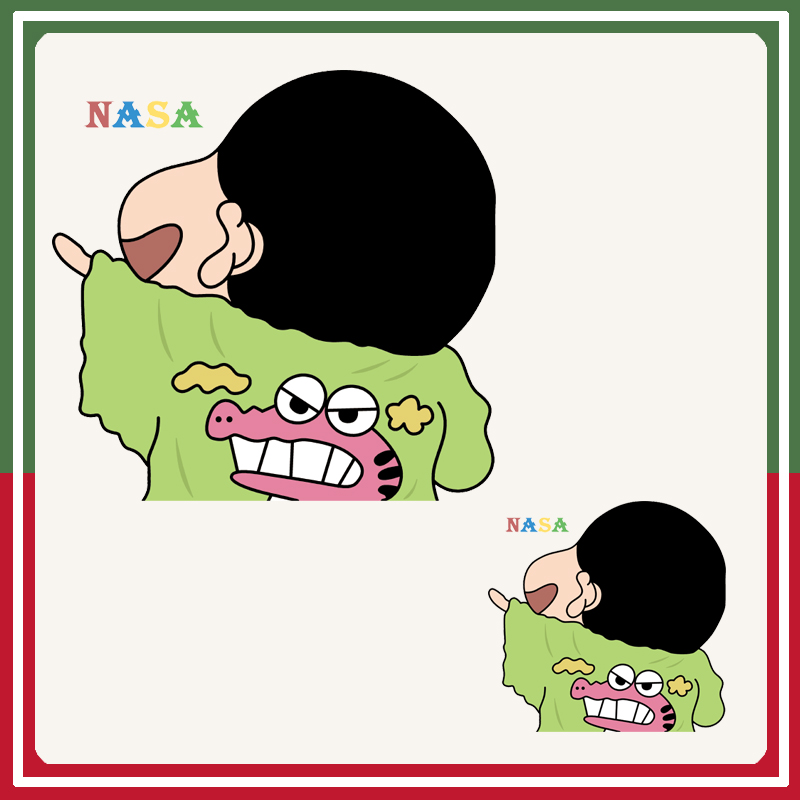 NASA联名蜡笔小新服装印花辅料新款图案热转印白墨烫画高弹无胶边