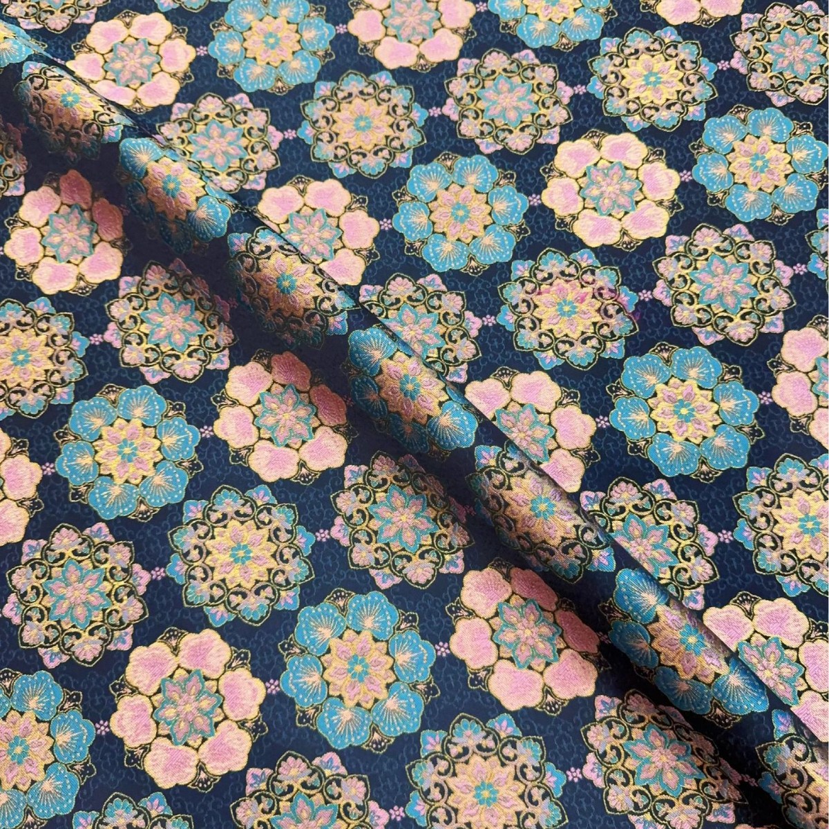 古风深色系宝相仿宋锦提花面料 新中式马甲旗袍裙子箱包抱枕茶席