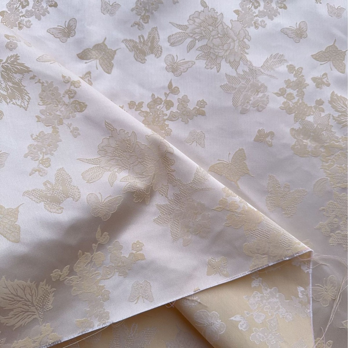 新中式国风人棉提花面料 蝴蝶款汉服衬衫短袖连衣裙面料女装箱包