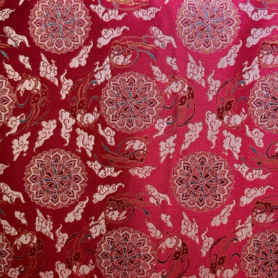 仿宋锦敦煌飞兔红金提花国风面料 秋冬拜年服女装童装连衣裙马甲