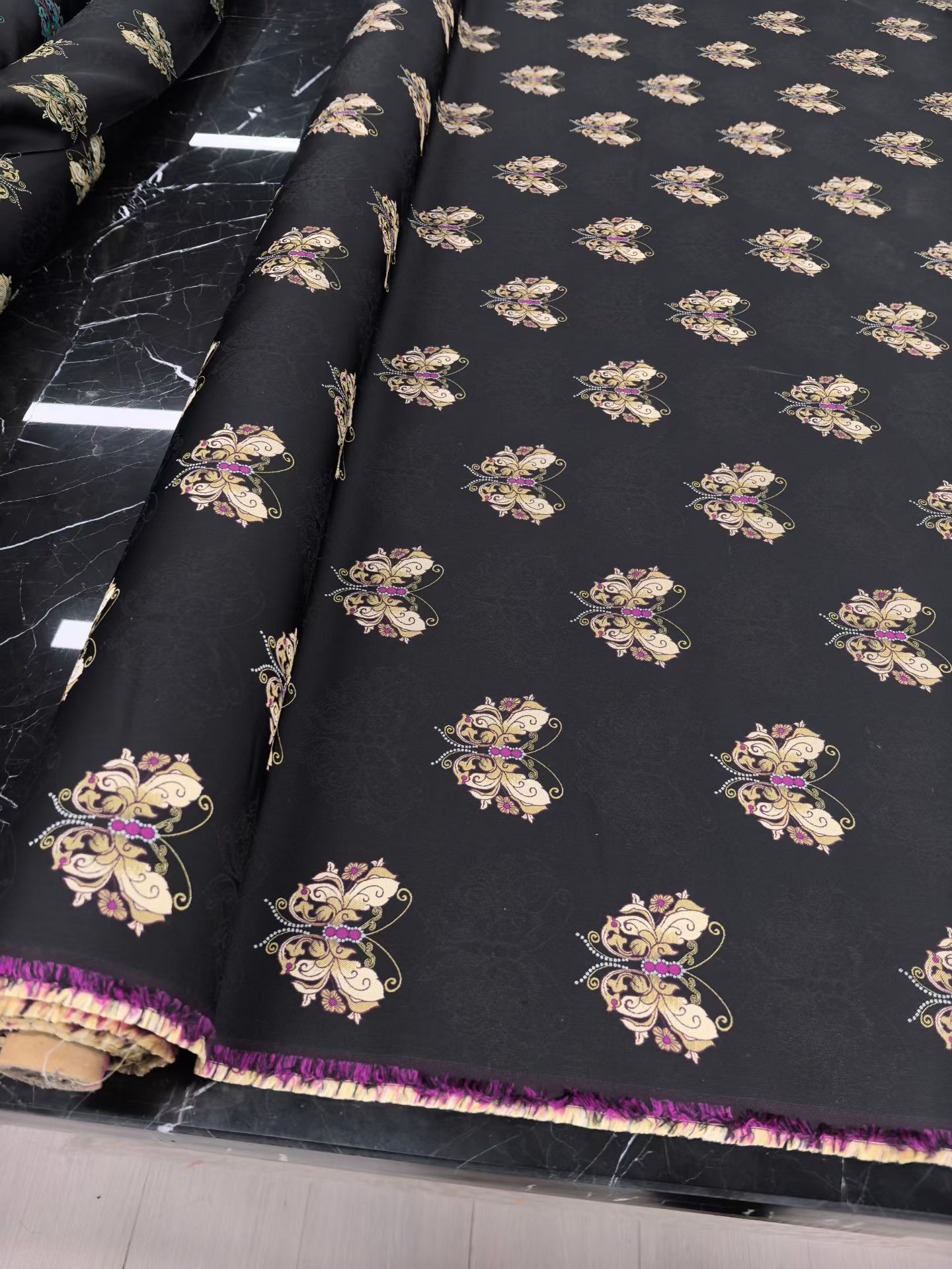 【锦瑟华蝶·红宝石】全真丝转运司锦院正品钢印老宋锦38姆米