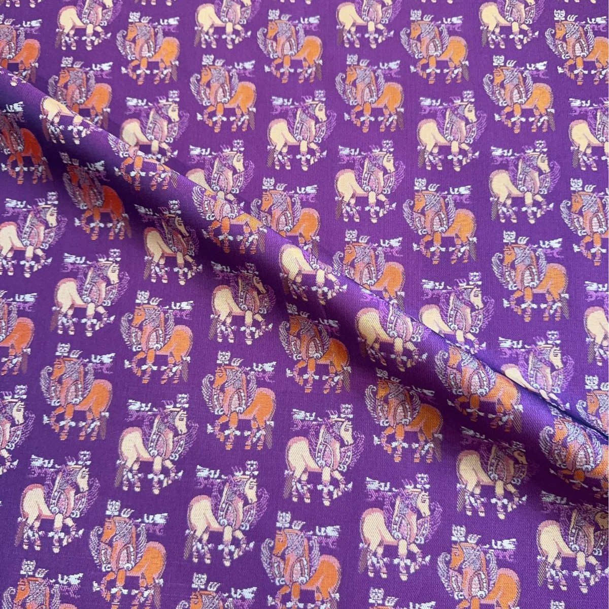 仿蜀锦希腊翼马提花面料 新中式复古马甲旗袍连衣裙箱包抱枕女装