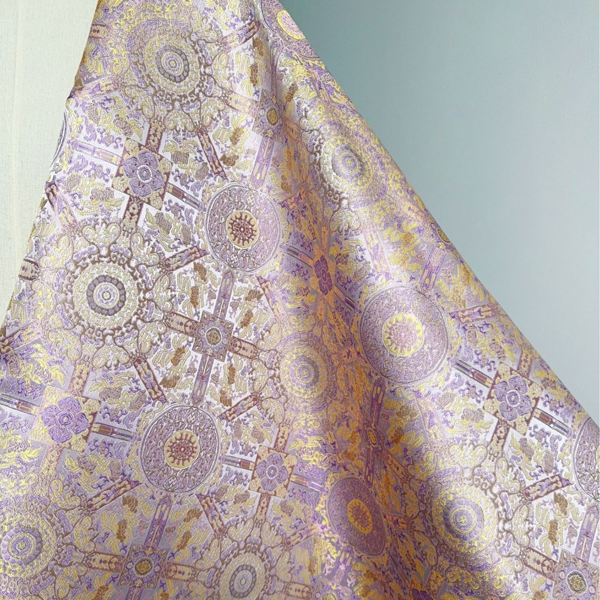 淡紫八达运经典仿宋锦提花面料 新中式马甲旗袍外套箱包抱枕茶席