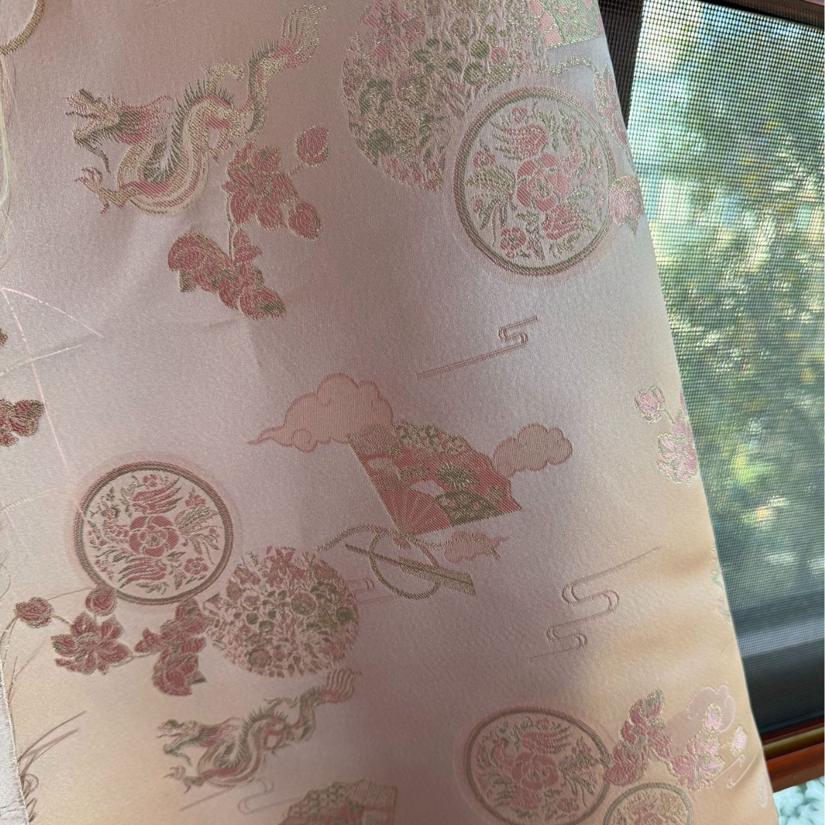 龙舞扇仿宋锦织锦缎提花面料 色织国风服装面料女装童装旗袍马甲