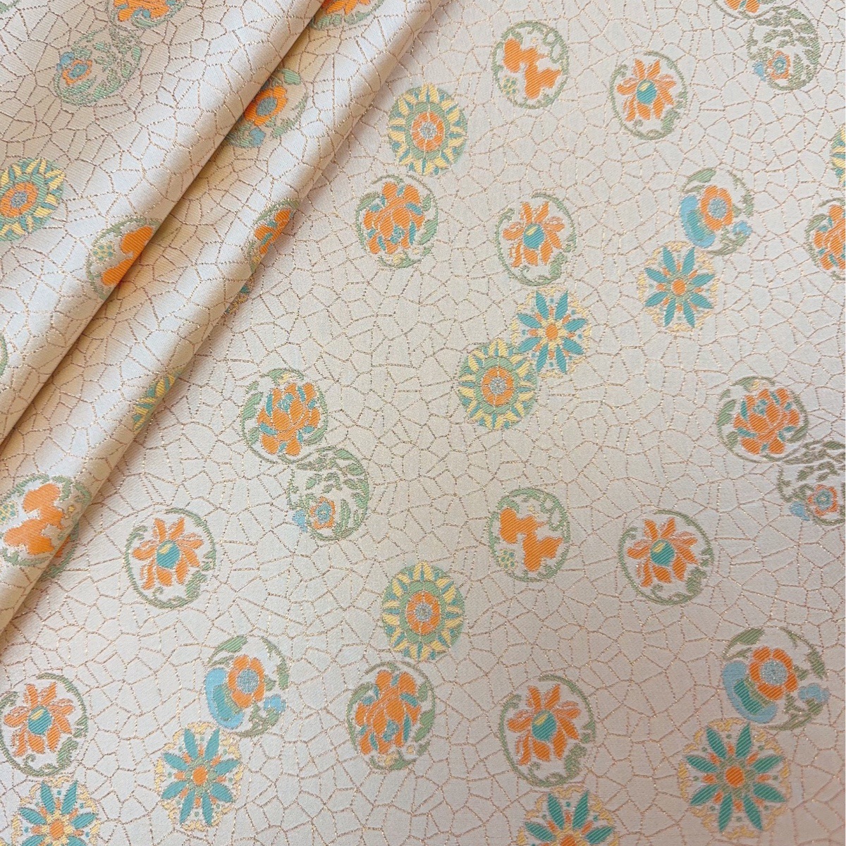 金丝冰裂纹皮球仿宋锦提花面料 新中式马甲旗袍汉服服装面料箱包