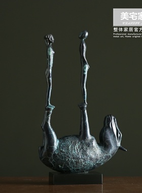 铜雕塑艺术品人马组合摆件 别墅酒店售楼处样板房软装饰品 朝天驴