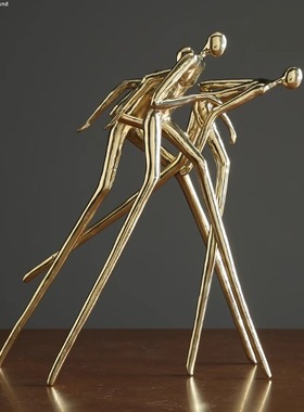 现代北欧家居软装饰品 办公室书房桌面创意运动人物摆件 三人高跷