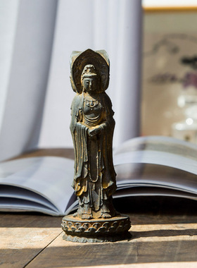 国风中式禅意南海观音观世音佛像摆件阿弥陀佛纯手工桌面铸铁树脂