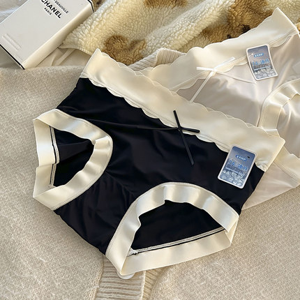 4条装超薄冰丝无痕女士内裤中腰透气【7A全棉抑菌裆】少女生裤头