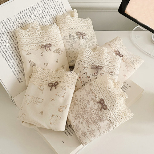 纯棉平角内裤女中腰防走光安全裤