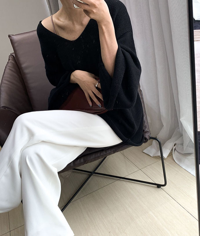 极简随性2021秋宽松大阔袖套头