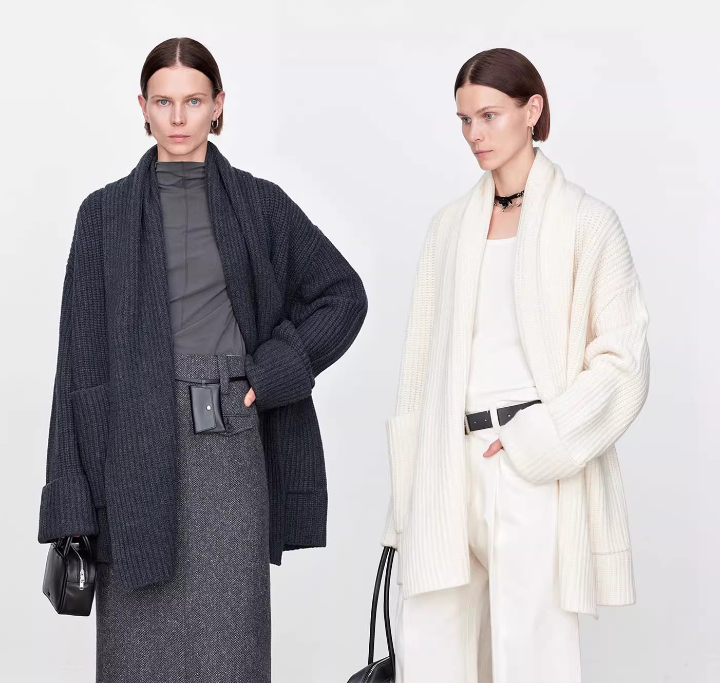 羊毛无扣围巾领开衫毛针织外套