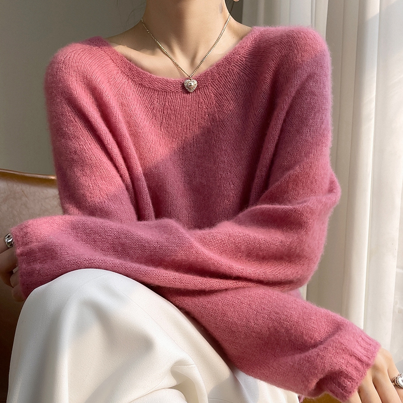 一线成衣 真丝羊绒衫女圆领宽松套头针织衫2023春夏薄款毛衣罩衫