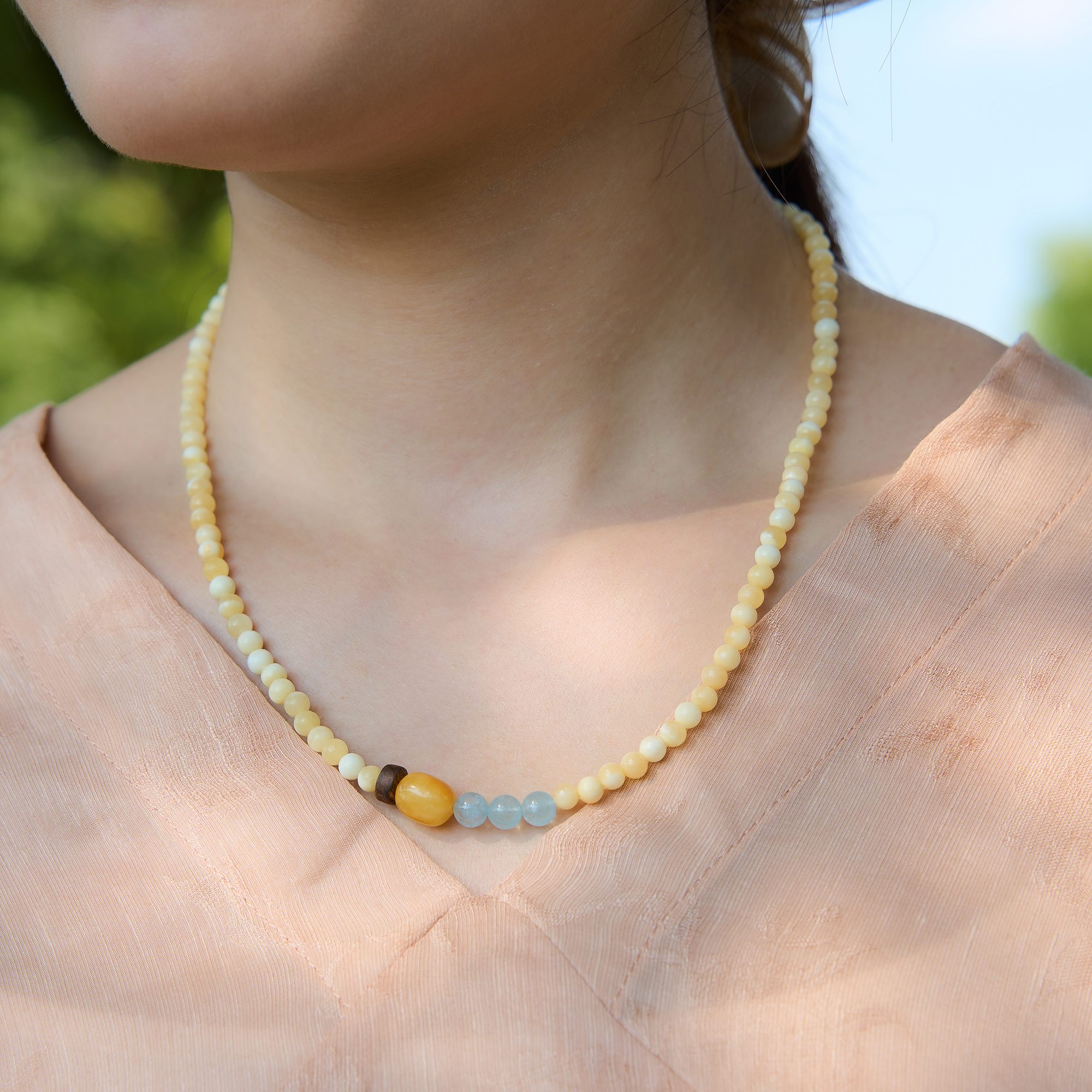 笃定/富足/自由天然黄发晶项链