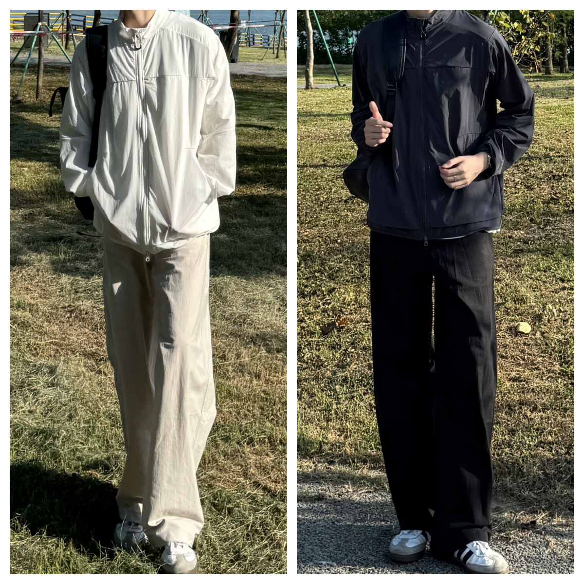 显瘦中高腰带腰带宽松直筒休闲裤