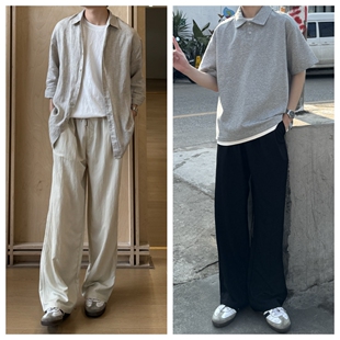 苏大恒定制夏季高级感老钱风松弛感直筒垂感显瘦透气休闲空调长裤