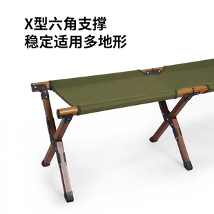 爱可特户外折叠双人行军凳露营木纹铝合金便携式野营野餐折叠凳子