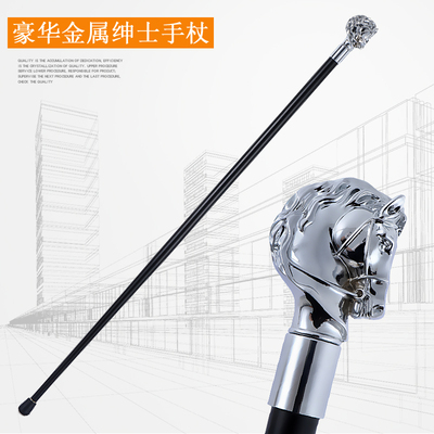 银色马头手杖文明棍拐杖霸气金属动物头手杖英伦风男女舞台权杖