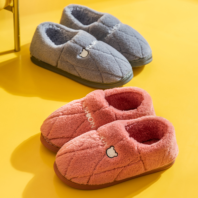 产后软底防滑毛毛绒包跟棉拖鞋