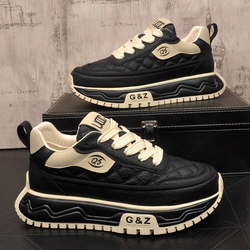 男鞋2025新款冬季潮牌百搭厚底休闲跑步鞋青少年增高运动老爹潮鞋