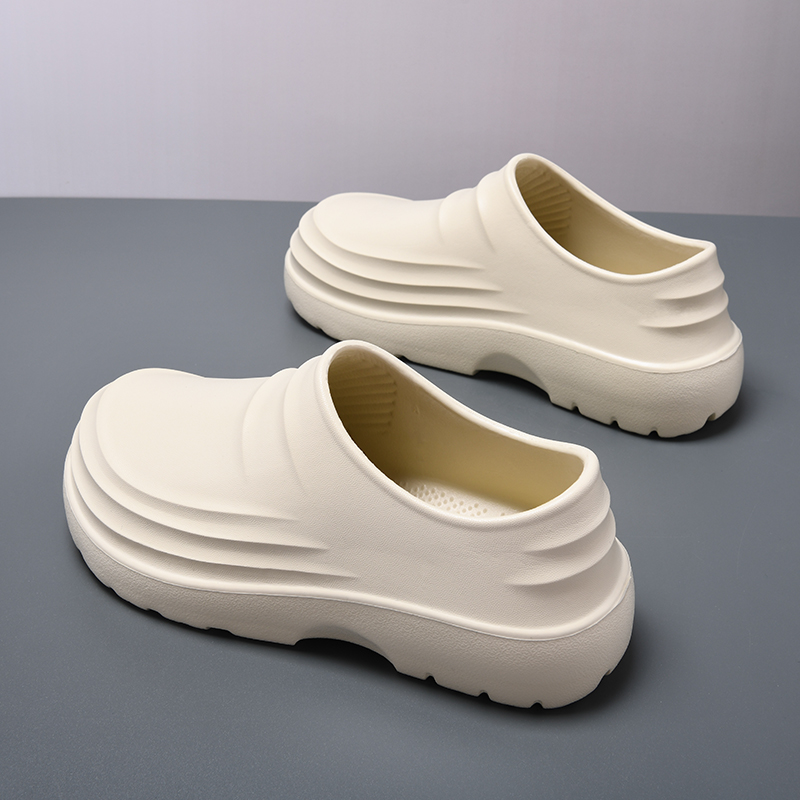 厨师鞋防滑防水防油一脚蹬男鞋厚底耐磨工作劳保厨房上班懒人鞋子