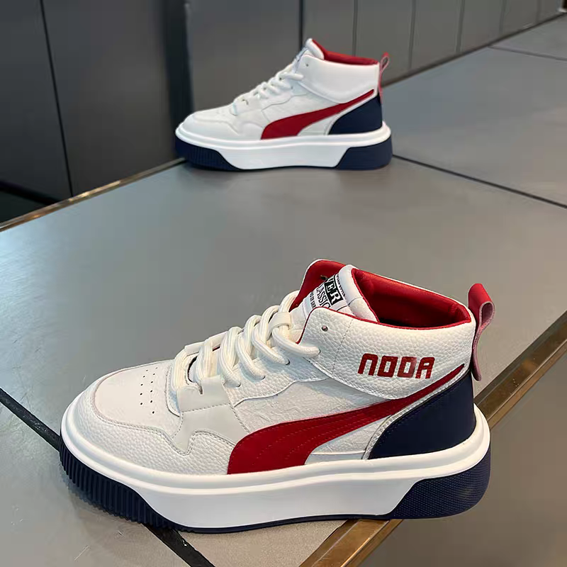 莆田男鞋2025年新款冬季潮流休闲高帮板鞋青少年运动厚底百搭白鞋
