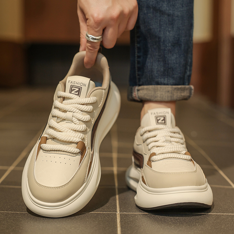 莆田男鞋冬季2025新款真皮休闲运动男士阿甘板鞋厚底百搭小白潮鞋